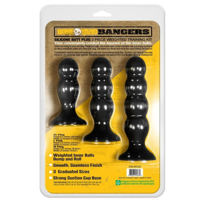 BANGERS SILICONE BUTT PLUG TRAINING KIT - BLACK