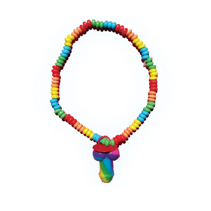 CANDY COCK NECKLACE RAINBOW STRETCHY
