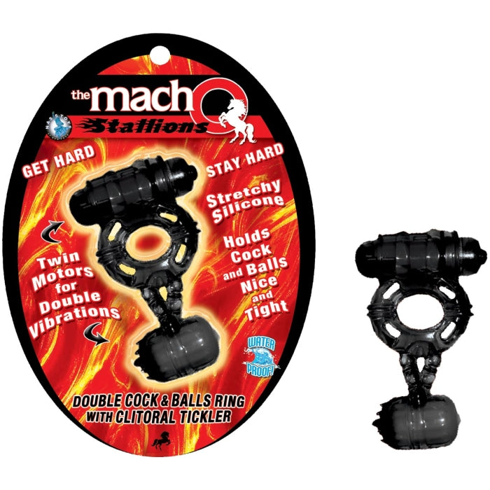 THE MACHO STALLIONS - DOUBLE COCK & BALLS RING WITH CLITORAL TIC