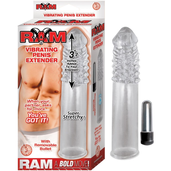 RAM VIBRATING PENIS EXTENDER - CLEAR