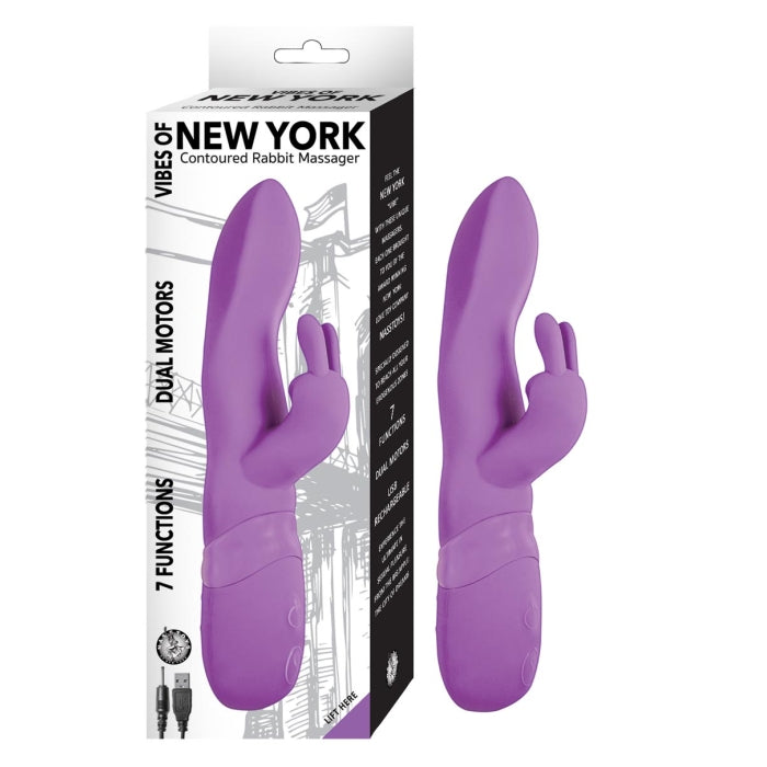 VIBES OF NEW YORK CONTOURED RABBIT MASSAGER-PURPLE
