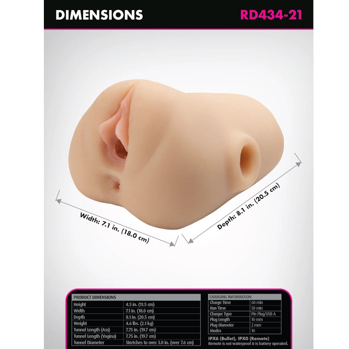 DOUBLE POUNDER VIBRATING SQUEEZE STROKER 7.75" - LIGHT