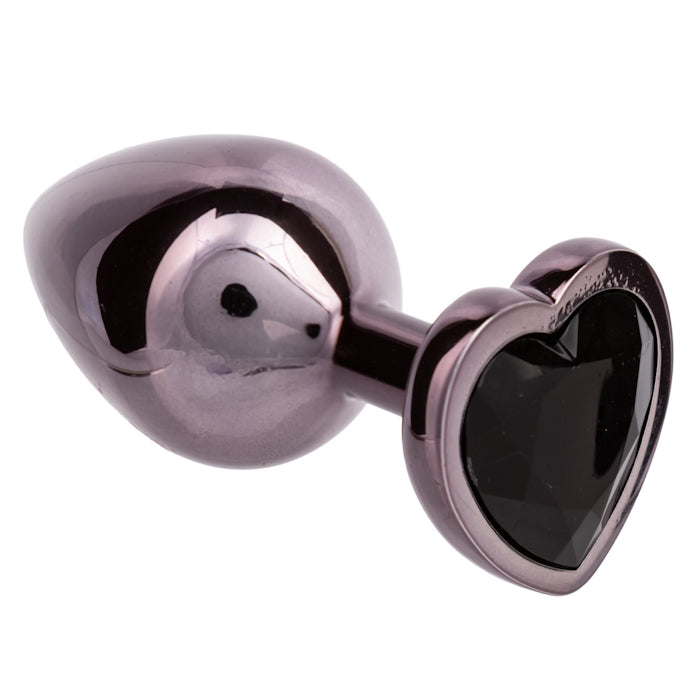 JEWEL LARGE BLACK DIAMOND HEART PLUG - BLACK