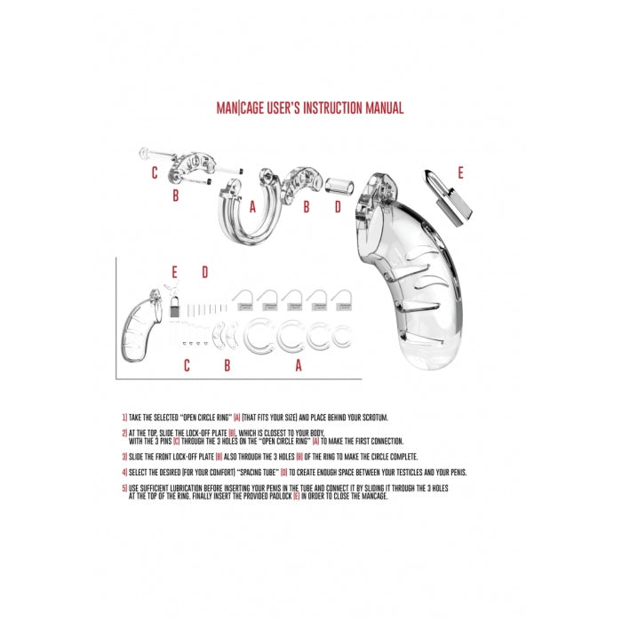 MODEL 01 CHASTITY 3.5" COCK CAGE - CLEAR