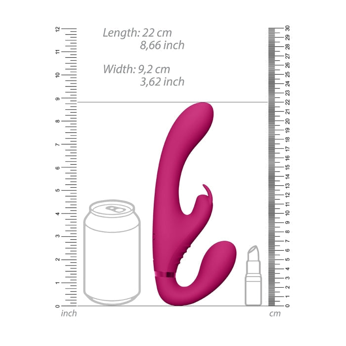 SUKI - VIBRATING STRAPLESS STRAP-ON RABBIT - PINK