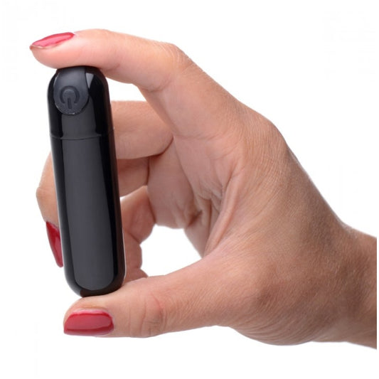 10X RECHARGEABLE VIBRATING METALLIC BULLET - BLACK