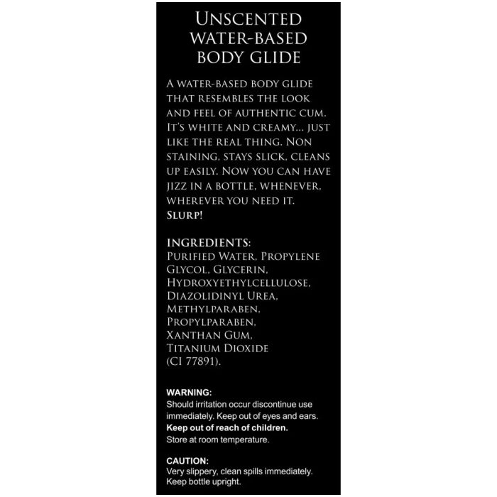 MS JIZZ UNSCENTED WATER BASE BODY GLIDE 34OZ
