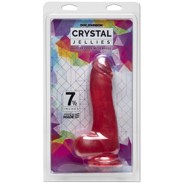 CRYSTAL JELLIES 7.5" MASTER COCK W/BALLS - PINK