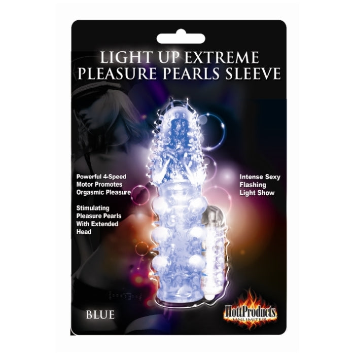 LIGHT UP EXTERME PLEASURE PEARLS SLEEVE - BLUE