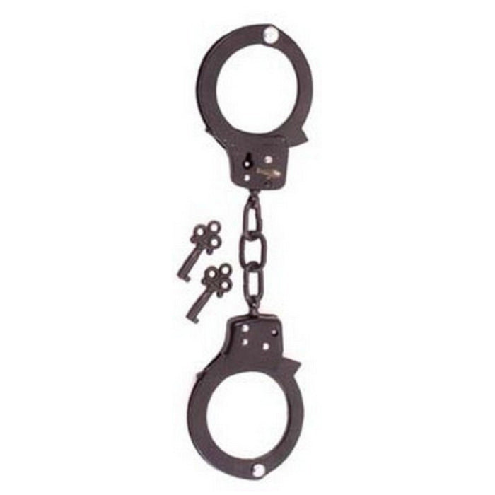 CHROME SINGLE LOCK BLACK HANDCUFFS