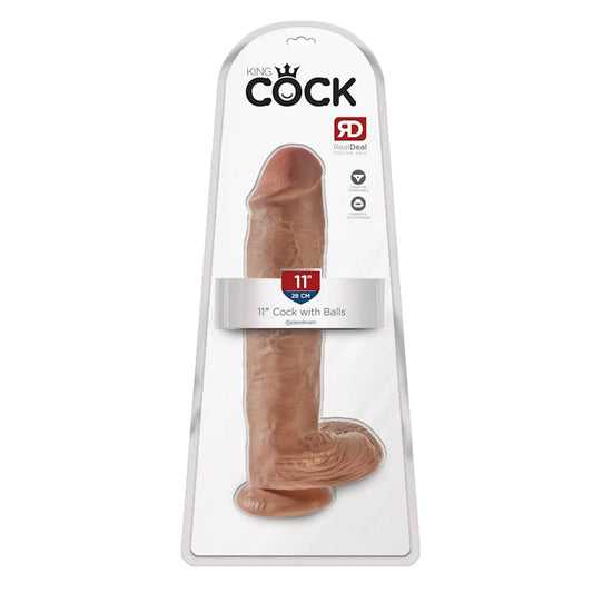 DILDO W/ BALLS 11" TAN KING COCK