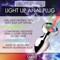 ANAL PLUG 2.3" SMALL SILVER LIGHT UP XR Brand