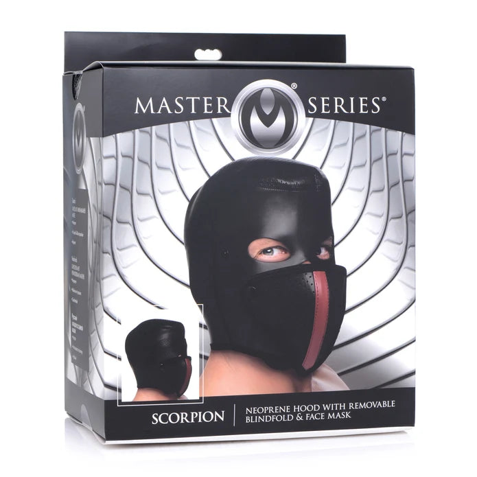 Scorpion Hood with Removable Blindfold & Mask – Black