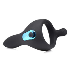 7X Power Taint Vibe Cock & Ball Ring with Remote – Black