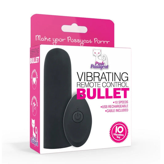 PINK PUSSYCAT VIBRATING REMOTE CONTROL BULLET - BLACK