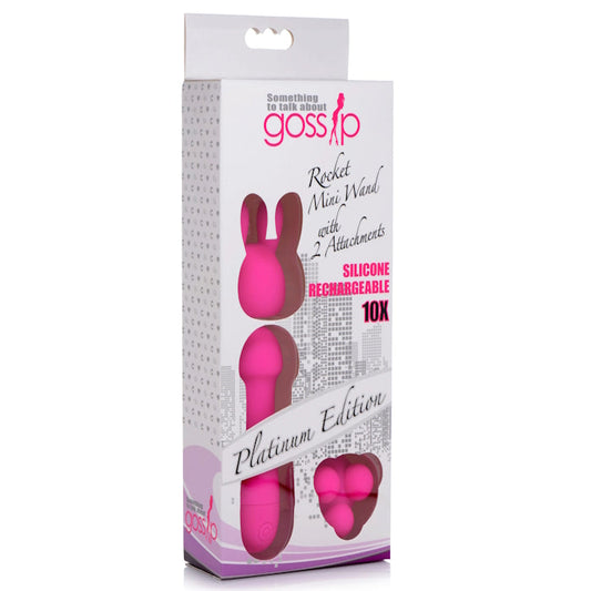 WAND W/ 2 ATTACHMENTS MAGENTA ROCKET MINI RECHAR