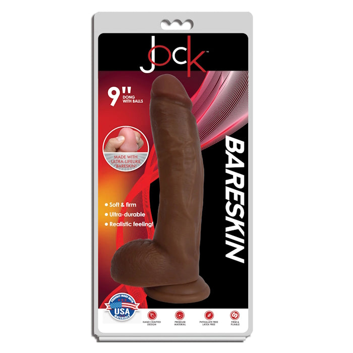 9" BARESKIN DONG WITH BALLS - LATTE