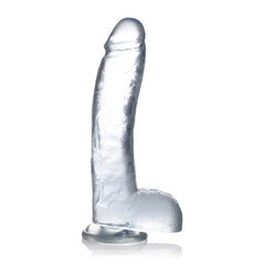 JOCK C-THRU 10" CLEAR TPE DONG W/BALLS & SUCTION CUP