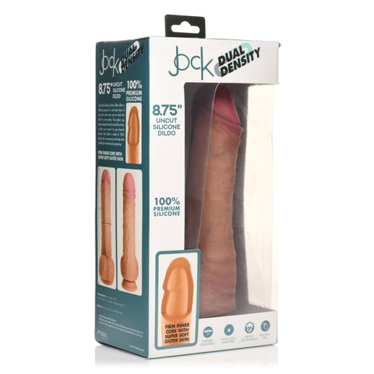 DILDO 8.75" LIGHT JOCK UNCUT DUAL DENSITY SLCNE W/BALL