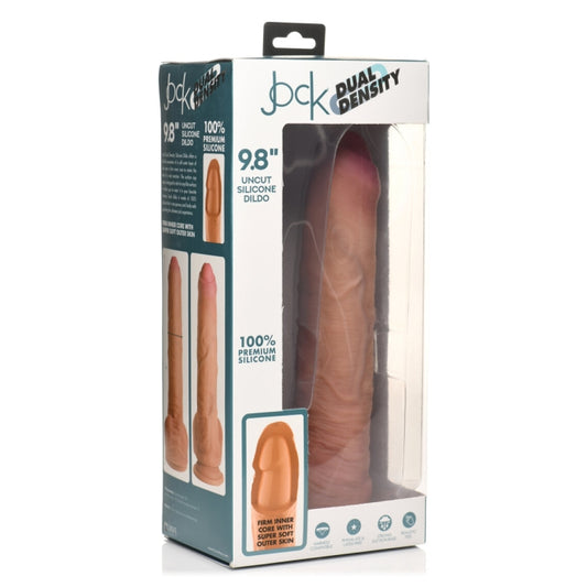DILDO 9.8" LIGHT JOCK UNCUT DUAL DENSITY SLCNE W/ BALL