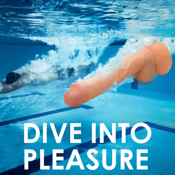 DILDO W/ BALLS LIGHT 7" JOCKS SWIMMING SIMON