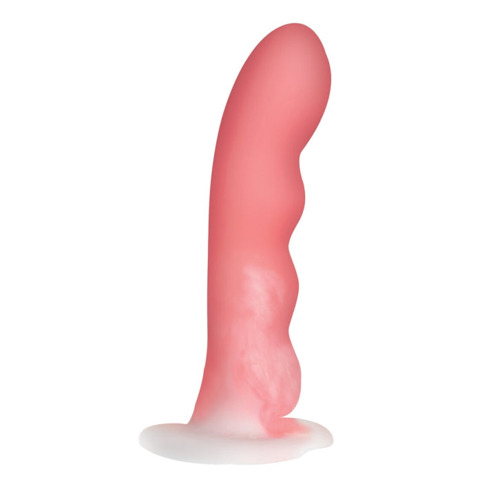 SIMPLY SWEET 8" WAVY SILICONE DILDO - PINK WHITE