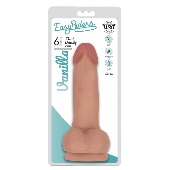EASY RIDERS 6" SLIM BIOSKIN DONG W/ BALLS - VANILLA