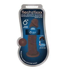 FLESHSTIXXX 6" SILICONE DONG NO BALLS - CHOCOLATE