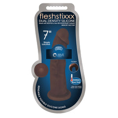 FLESHSTIXXX 7" SILICONE DONG NO BALLS - CHOCOLATE