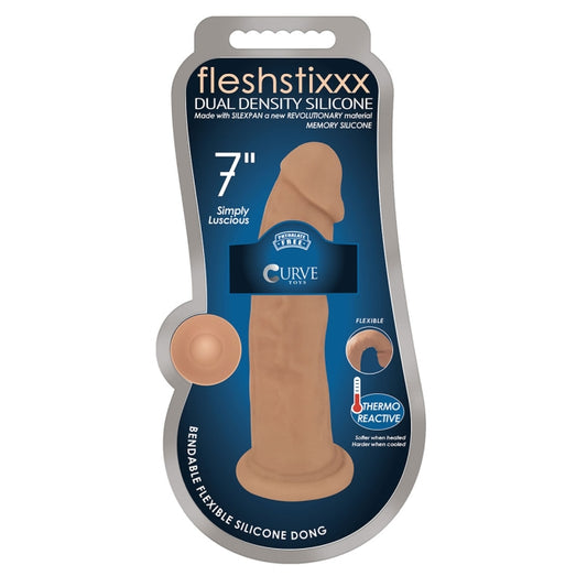 FLESHSTIXXX 7" SILICONE DONG NO BALLS - LATTE