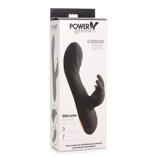 POWER BUNNIES CUDDLES 10X RECHARGE SILICONE RABBIT - BLACK