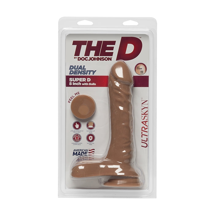 THE D - SUPER D - 8IN W/BALLS - ULTRASKYN - CARAMEL