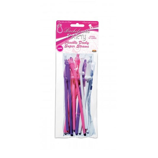 BACHELORETTE PARTY FLEXY SUPER STRAWS COCK 10PCS SET