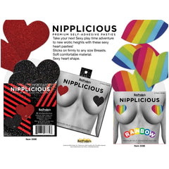 NIPPLICIOUS RAINBOW HEARTS NIPPLE PASTIES - 2PK