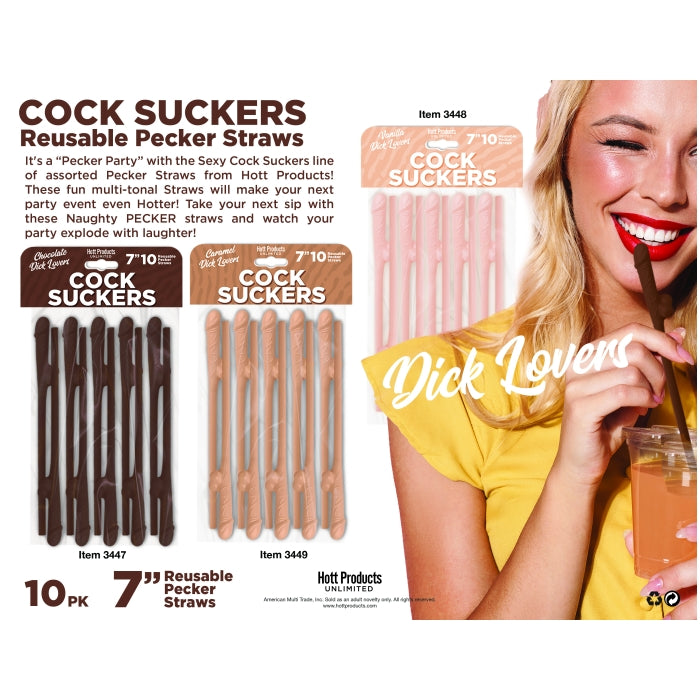 COCK SUCKERS PECKER STRAWS CHOCOLATE LOVERS 10 PACK