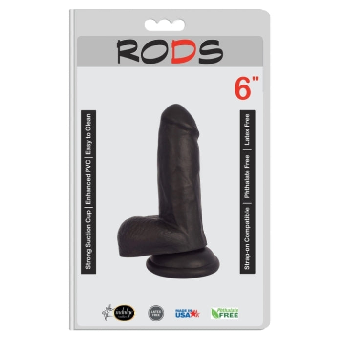 DONG WITH BALLS 6" BLACK RODS