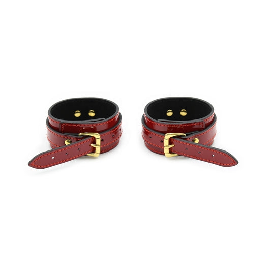 WRIST CUFFS W/GOLD BUCKLES - RED