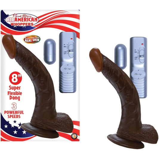 8 VIBRATING DONG WITH BALLS & BULLET-BROWN