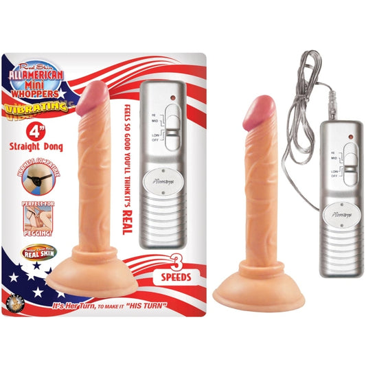 ALL AMERICAN MINI WHOPPERS VIBRATING 4IN STRAIGHT DONG - FLESH