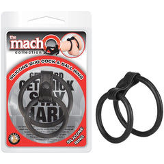 THE MACHO COLLECTION SILICONE DUO COCK & BALL RING-BLK
