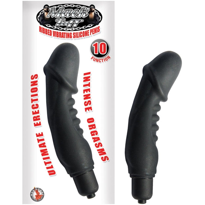 MACK TUFF - RIBBED VIBRATING SILICONE PENIS - BLACK