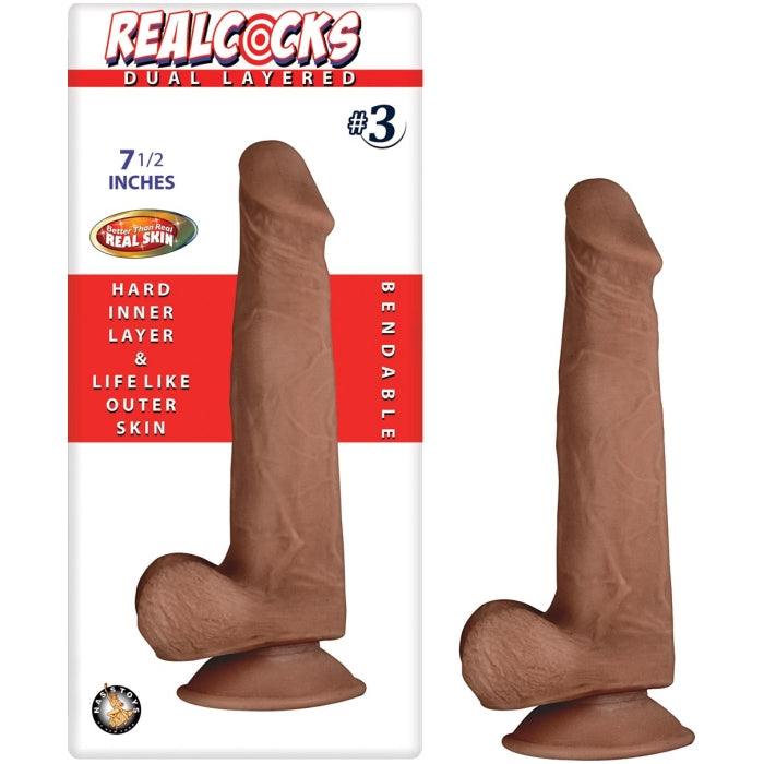 REALCOCKS DUAL LAYERED #3 BROWN 7.5"