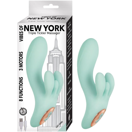 VIBES OF NEW YORK TRIPLE TICKLER MASSAGER-AQUA