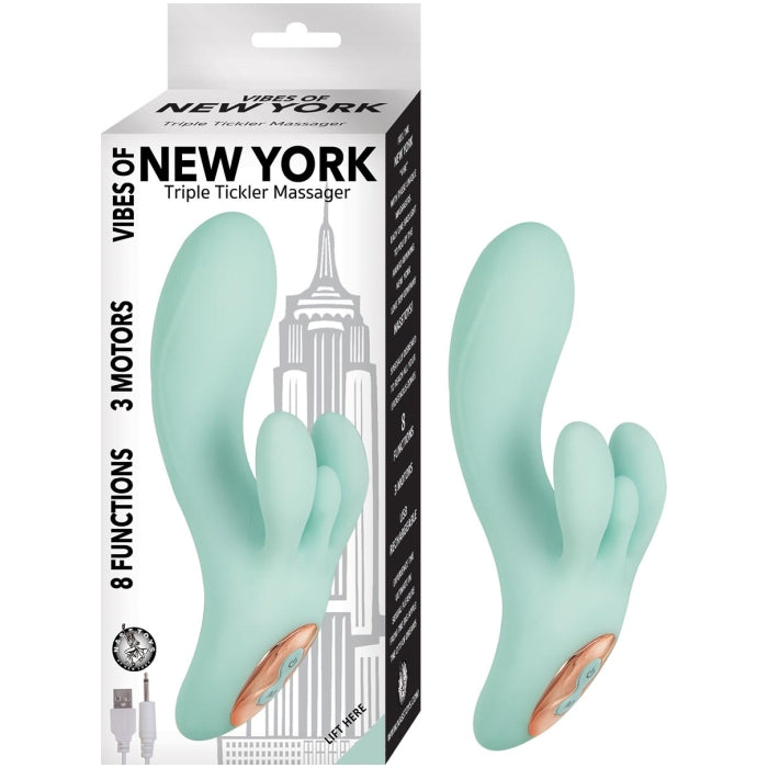 VIBES OF NEW YORK TRIPLE TICKLER MASSAGER-AQUA
