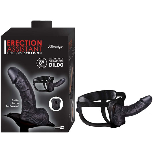 ERECTION ASSISTANT HOLLOW STRAP-ON 8"-BLACK