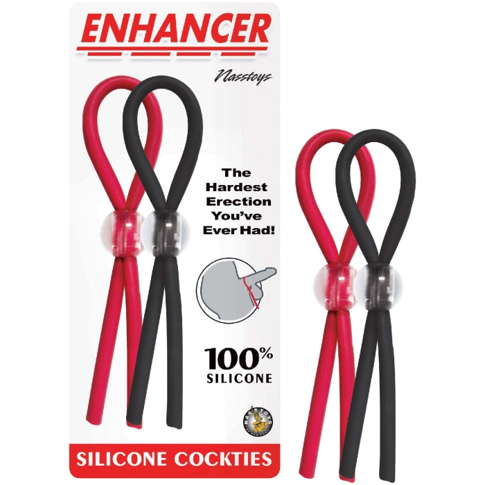 ENHANCER SILICONE COCKTIES - RED & BLACK