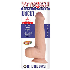 REALCOCKS DUAL LAYERED UNCUT SLIDERS 9" FAT DICK-WHITE
