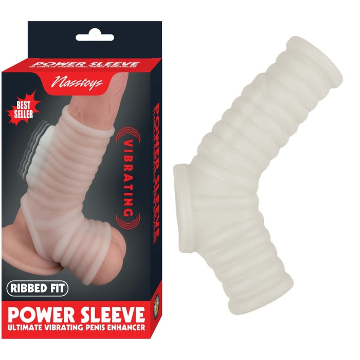 VIBRATING RIBBED SLEEVE-WHITE