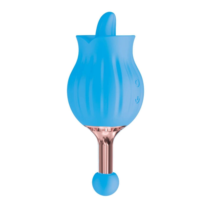 CLIT-TASTIC ROSE BUD DUAL MASSAGER-BLUE