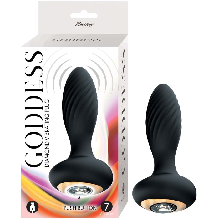 GODDESS DIAMOND VIBRATING PLUG-BLACK